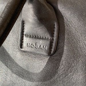 Hogan black leather satchel double handle excellent quality unisex